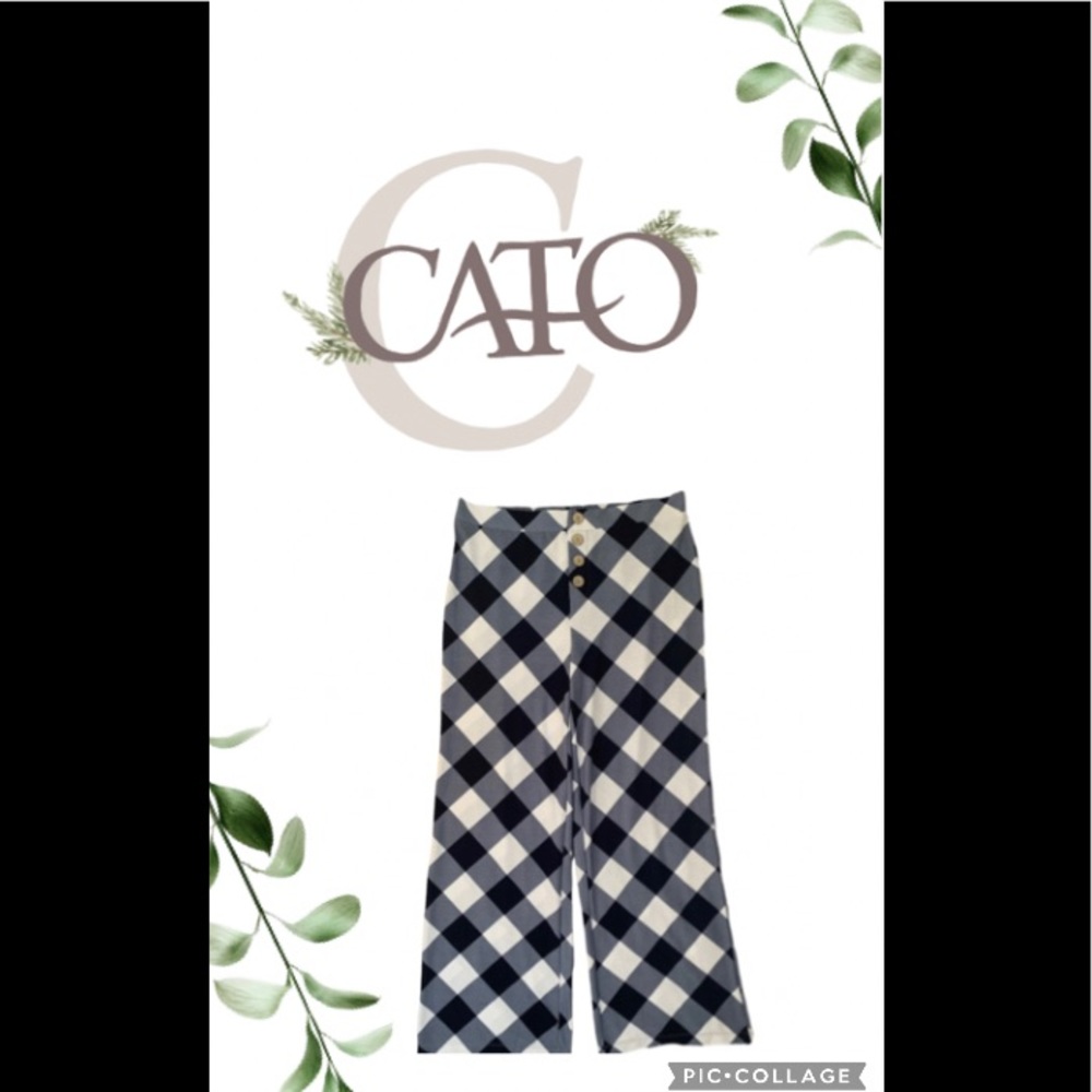 Cato Blue & White Checkered Pants NWT